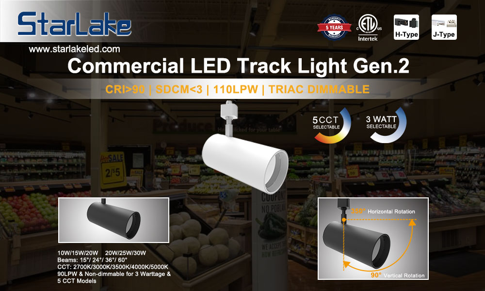 2700K-4000K LED স্পট লাইট ফিক্সচার, 110Lm/w IP20 LED ট্র্যাক ল্যাম্প 0